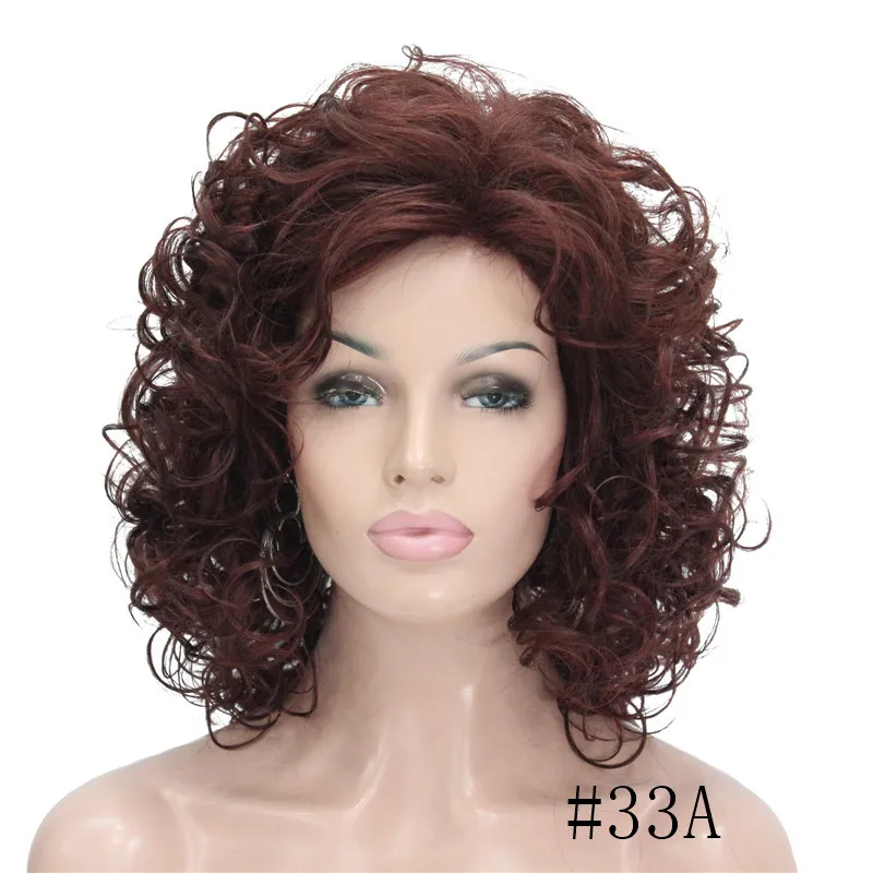 StrongBeauty женский парик блонд/рыжий Средний вьющиеся волосы натуральные Синтетические Полные парики 7 цветов - Цвет: 33A