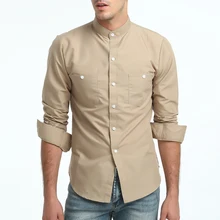 Британский стиль рубашка Для мужчин с длинным рукавом Slim Fit Повседневное Для мужчин s рубашки платье Стенд воротник плюс Размеры Бизнес социальной рубашка