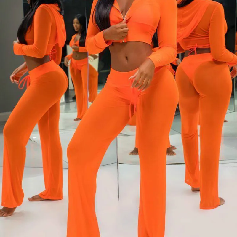 Sexy Women Bikini Cover Up Mesh Hoodie Crop Long Sleeve Top Leggings Pant Solid Beach Bathing Suit Cover Ups Sexy Women Bikini Cover Up Mesh Hoodie Crop Long Sleeve Top Leggings Pant Solid Beach Bathing Suit Cover Ups