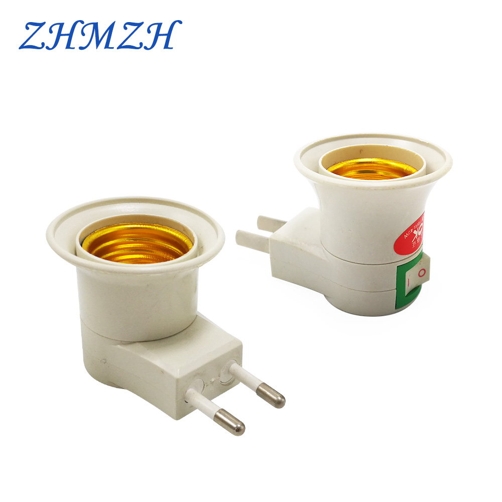 E27 Lamp Holder Wall-mount E27 Switch Lamp Base Converter EU Type Round US Plug With ON/OFF Button Screw Mouth Type Light Holder