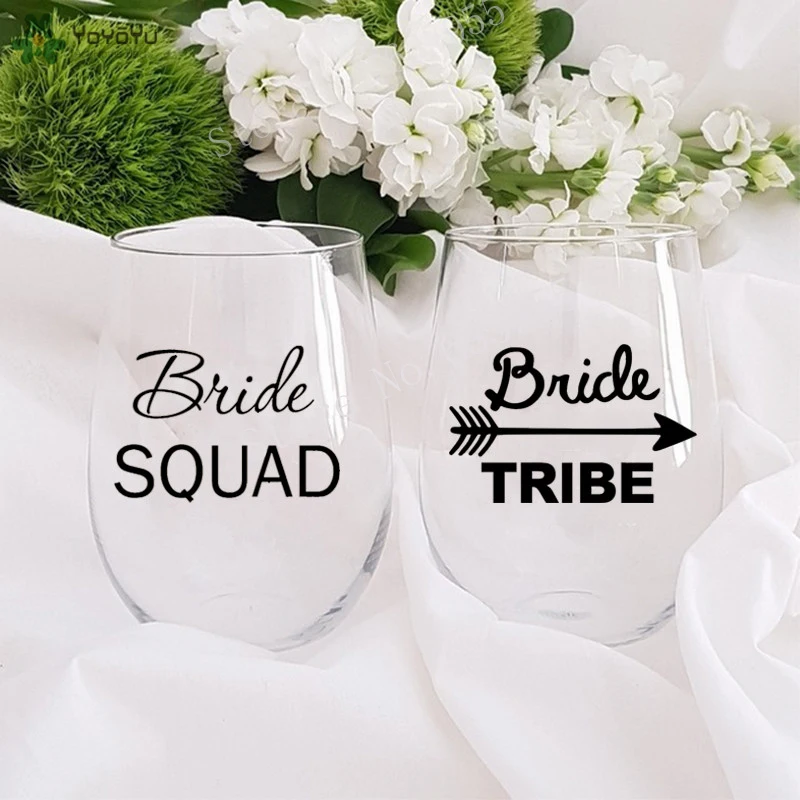 

Bride Squad Or Bride Tribe Vinyl Stickers Waterproof Removable Bride Party Wine Glass Decal Diy Wedding Decoration QQ518