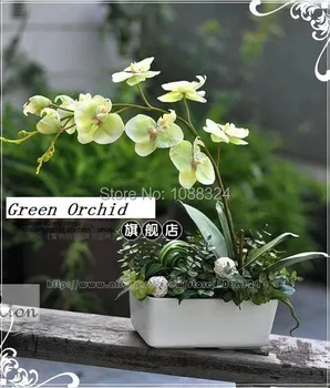 

Silk orchids with vase for decor ,Code0323,Craft fabric moth-orchid, wedding Party Event display , artificial Orchid