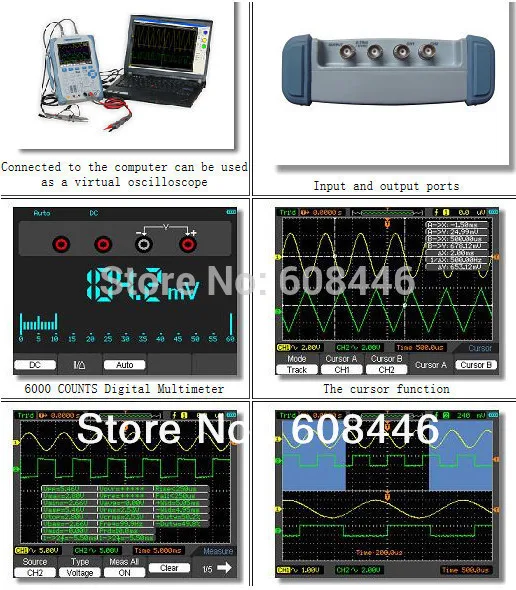 Hantek 5в1 Ручной осциллограф DMM DSO AWG мультиметр DSO8060 600 МГц