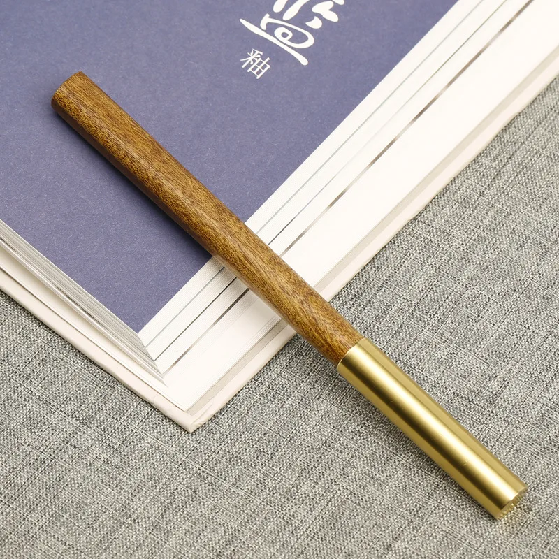 

High Quality Luxury wood Ballpoint pen Black ink pen brass ball pen Stationery Office supplies with pen bag for gift ZXB64