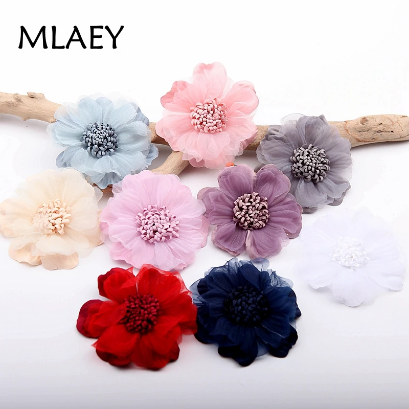 

MLAEY 4Pcs 10color lace trim patch applique lace fabric Wedding dress DIY flowers bride hair veil clothes Headwear Decoration