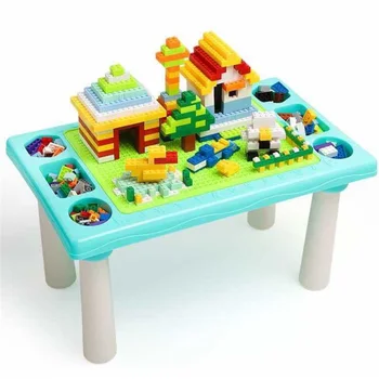 

Blocks game table compatible children multi-function building table compatible with small particles puzzle storage assembling