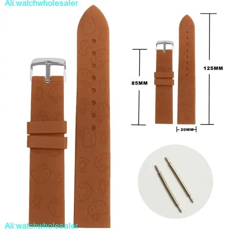 20mm Brown Cat Cartoon Silicone Jelly Rubber Lady Watch Band Straps WB1086D20JB