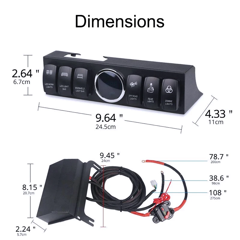 Аксессуары для внедорожников 6 кулисный переключатель панель управления с измерителем напряжения цифровой дисплей для Jeep Wrangler JK 2009- светильник 1 комплект