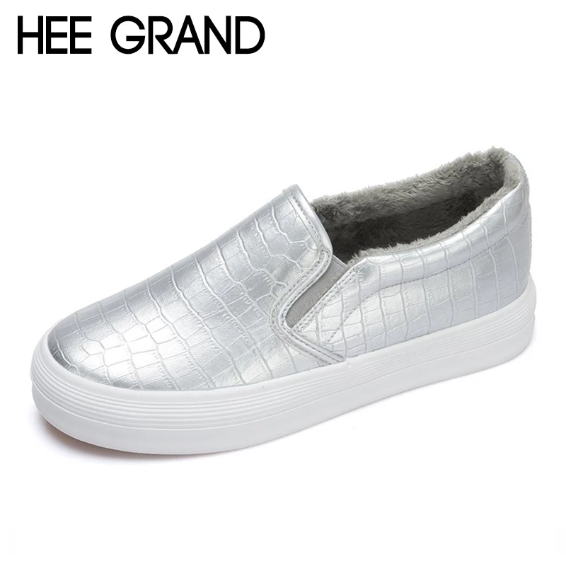 HEE GRAND 2019 Women Fashion Loafers Bright Vamp Faxu Fur Insole Lightweight Slip-on Causal Vacation Shoes XWD7028 | Обувь