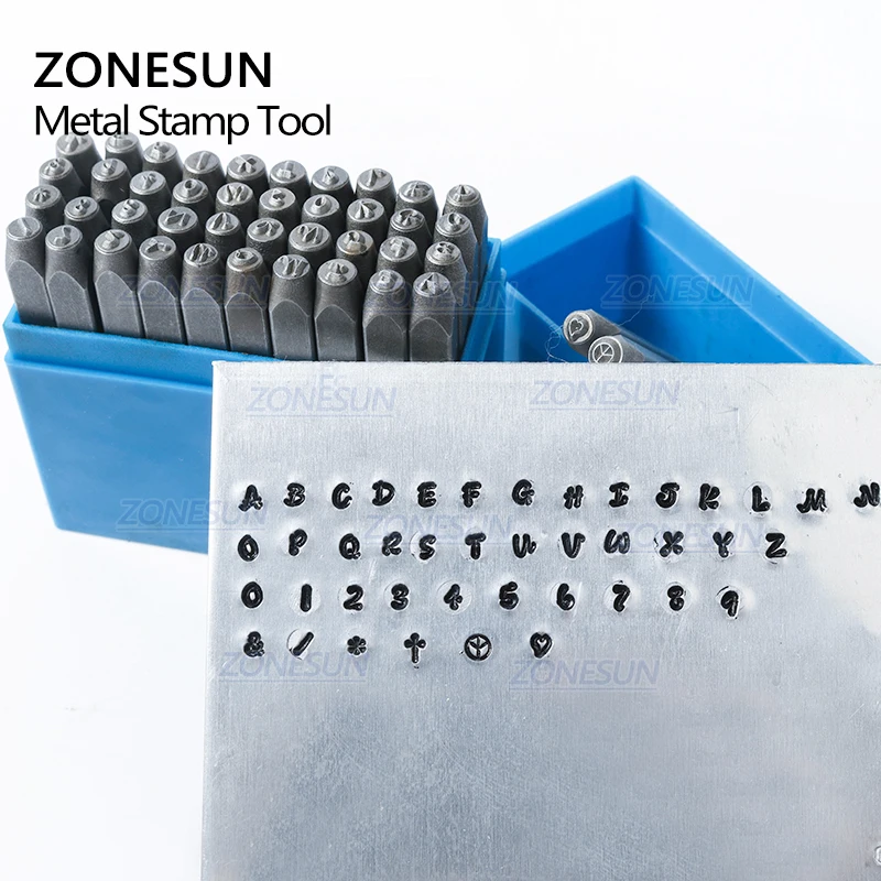 ZONESUN 40 шт. ювелирные изделия металлические Штампы Алфавит Набор A-Z символ сердца кожаный штамповочный Чехол Инструменты для штамповки стальной металлический инструмент