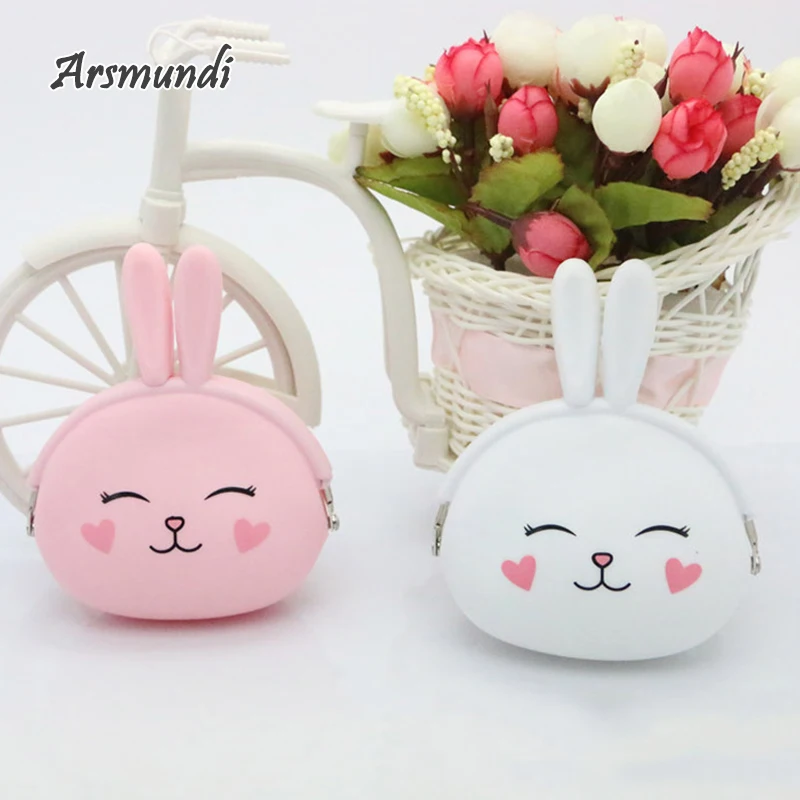 

Arsmundi Hello kitty Women's Purse Lovely Rabbit Silicagel Children Cute Cartoon Bunny Cartoon Dollar Pattern Key Package