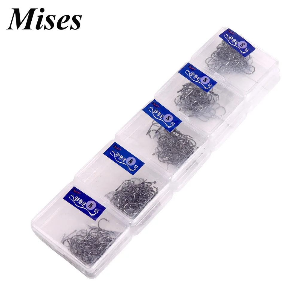 

Mises 400PCS Metallic Black Box-packed Iseama Fishhook 1#~13# Flat-Head Barbed Fishing Hook Professional Fishing Gear