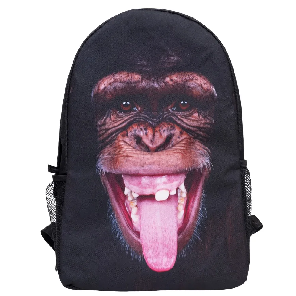 

Monkey tongue 3D Printing backpack black mochila masculina 2016 Fashion New bag school canvas backpack mochilas mujer sac a dos