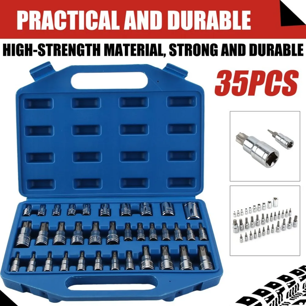 

Newest Portable 35Pcs E-Socket & Torx Bit Socket Set Multifunctional Professional Rust-proof Corrosion Resistance Kit