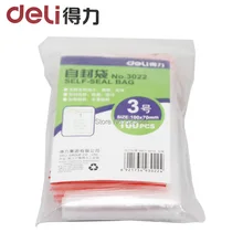 Deli 3022 ziplock мешок утолщение пластиковые пакеты упаковочная сумка 3#10x7 см 100 шт/пакеты герметичные мешки