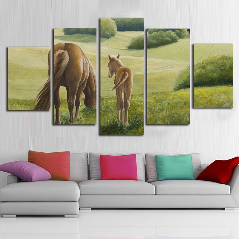 Horse Canvas Painting Art Print 5 Piece Wall Art Hot Sell Oil Painting