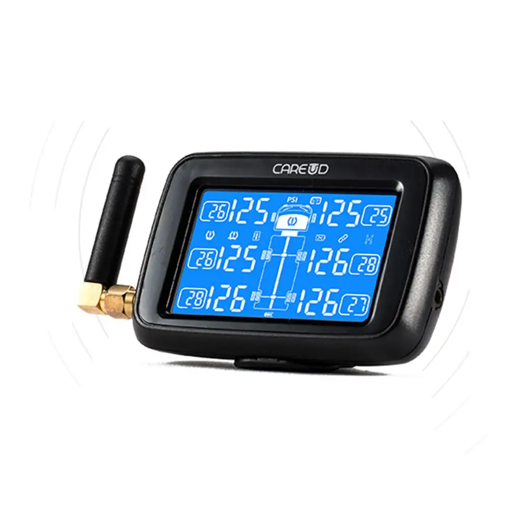 

Truck TPMS Auto Car Wireless Tire Pressure Monitoring System LCD Display With 6 Replaceable Battery External Sensors