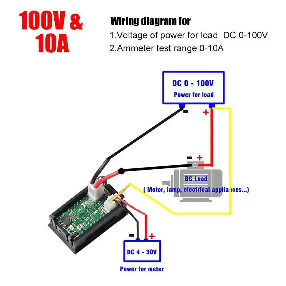 shunt rouge installation électrique-couteau Digital Amp DC Ampèremètres LED 0,2-10a incl