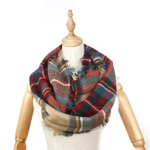 2019 Winter Women Plaid Infinity Scarf Fashion Tassel Circle Loop Scarves ladies warm pashmina blanket shawl wraps foulard femme infinity scarf new fashion women scarves plaid печать кольцо шарфы кольцо украдено 2018 jeouly