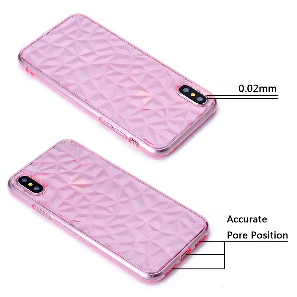 

10pcs a Lot 3D Diamond Grain Crystal Texture Phone Case for iPhone X Soft Silicone TPU Case For iPhone 6 6S 7 8 Plus 6Plus 7Plus
