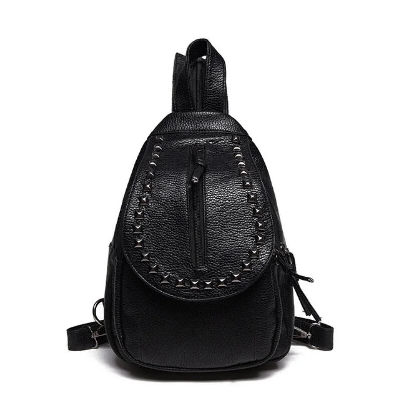 Fashion Women Waterproof PU Leather Rivet Backpack Women s Backpacks for Teenage Girls Ladies Bags with