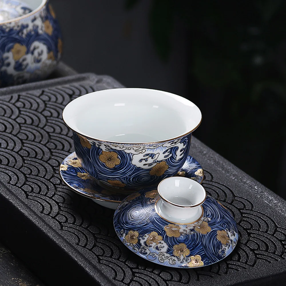 &quotЗвездная ночь&quot Цвет эмаль Gaiwan расписанную Керамика Чай супница кунг фу набор