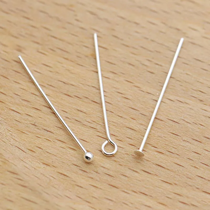 10pcs Real Pure Solid 925 Sterling Silver Needle Pins for DIY Jewelry Making Findings Earring Necklace Connector Part Base