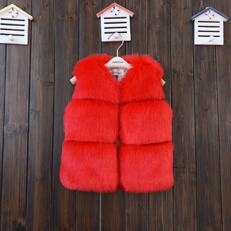 Roupas de Pele Crianças sem Mangas Anos de Idade Novo Bebê Menina Inverno Artificial Colete Cabolsas Quente Jaqueta Princesa Outerwear 2-10 33 High Quality Mamãe e Bebê