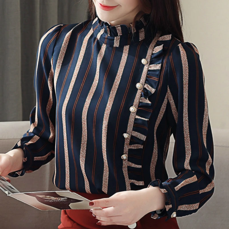 striped chiffon blouse