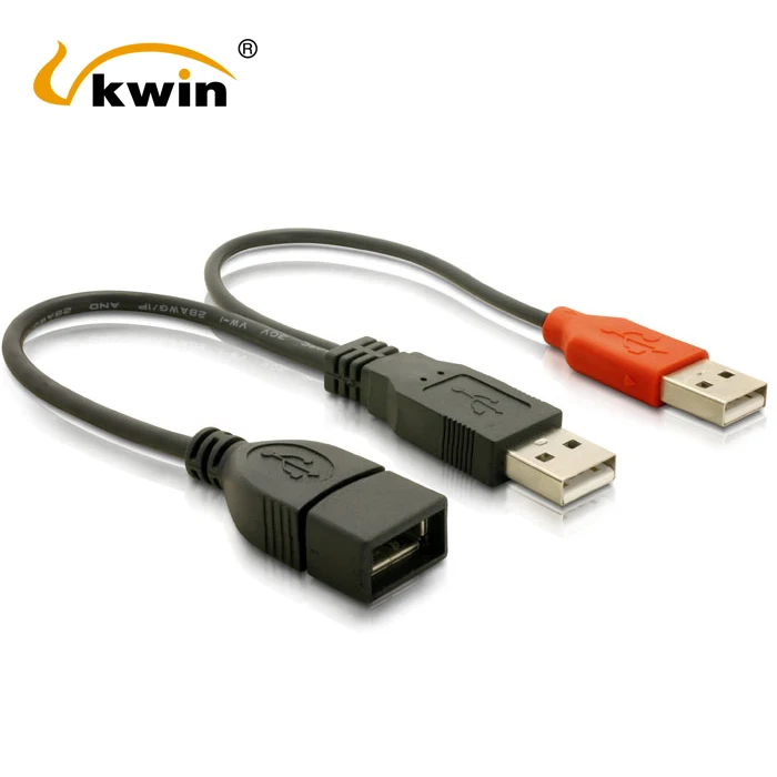 

VKWIN USB 2.0 A Female to 2 Male Dual USB Male Splitter Extension Cable For Hard drive Additional USB Power Supply