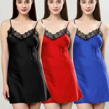 

Ladies lace sexy strap nightdress Women's Sexy Lace summer Nightdress Lingerie Sleepwear Sexy Sling dress batas de casa mujer