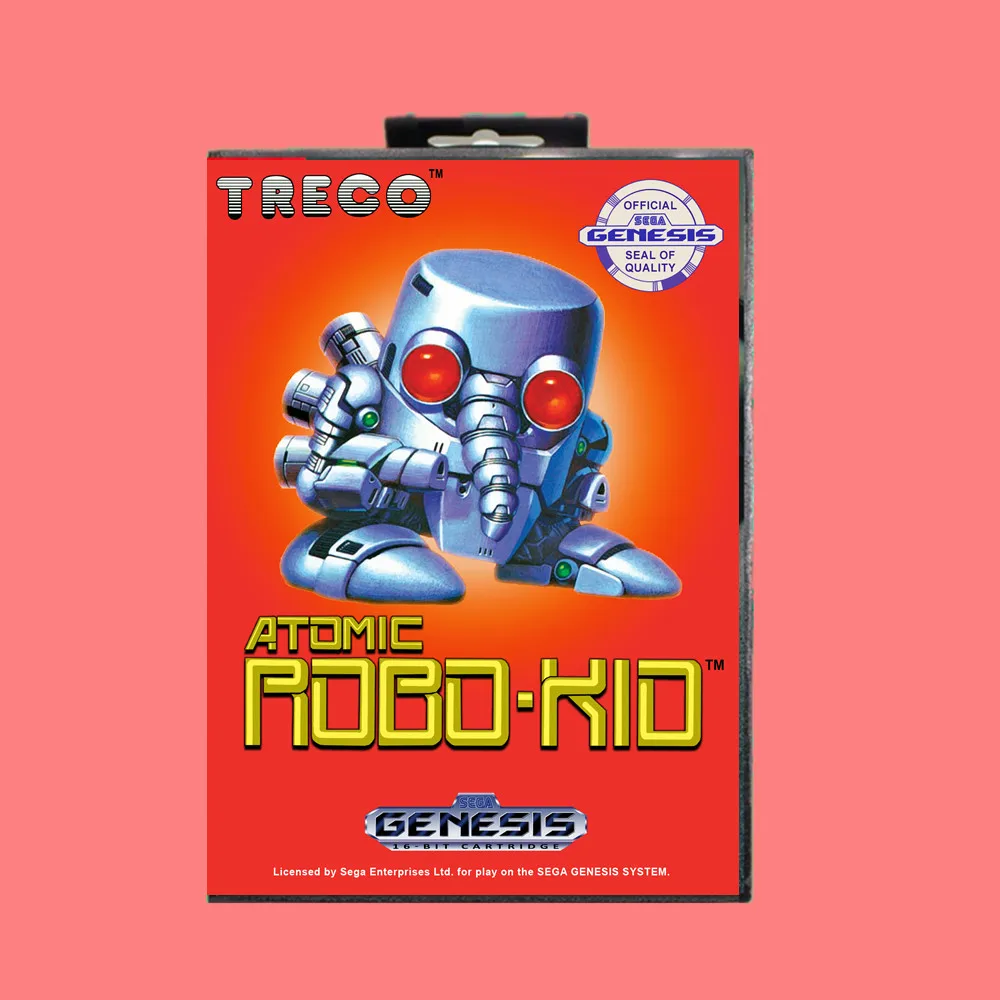 Игровая карта Atomic Robo Kid 16 Bit MD включает розничную коробку для Sega Genesis & Mega