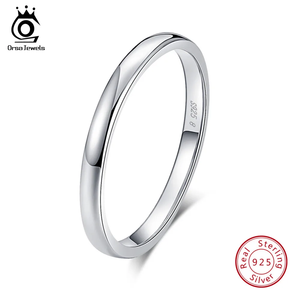 ORSA JEWELS 100% Real 925 Sterling Silver Rings for Women Simple 2019 Classic Wedding Ring Fashion Female Wholesale Jewelry SR74