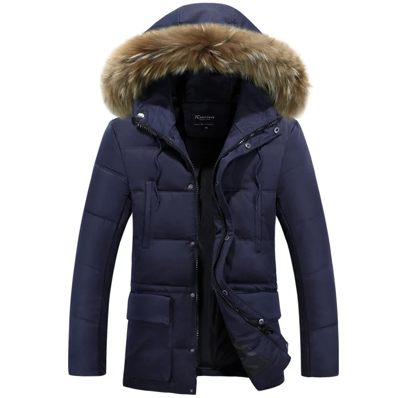 Winter New Brand Men’s Cotton Jacket Casual Solid Turn-dwon Collar Parka Winter Jacket Men Overcoat Outerwear M-3XL