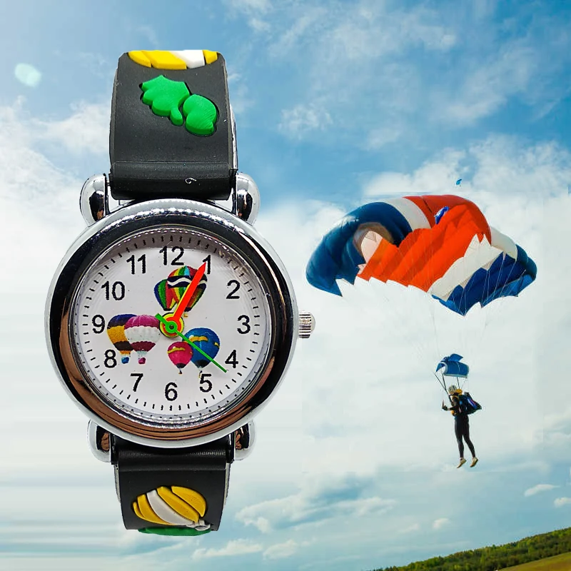 Бесплатная доставка спортивные часы с парашютом детские непромокаемые кварцевые часы для мальчиков и девочек ручные часы учим время