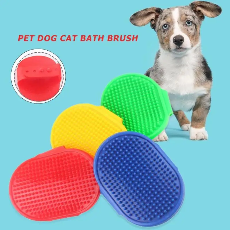 1PC Pet Dog Cat Bath Brush Comb Rubber Glove Hair Fur Grooming Massager Massage Mit Pet Shower Cat Dog Brush Random Color