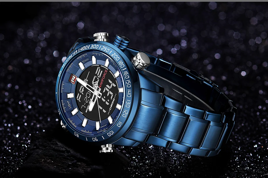 Mens Watches Luxury Fashion Sport Watch NAVIFORCE Brand Men Quartz Analog Digital Clock Male Waterproof Stainless Steel Watches
