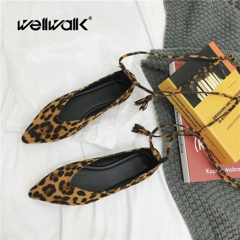 leopard ballet flats with ankle strap