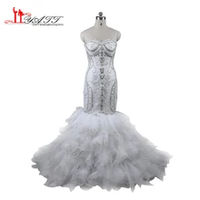 Liyatt Luxurious Crystals Mermaid Wedding Dresses 2017 Expensive bridal vestido de noiva Bridal Gowns For Wedding MN088
