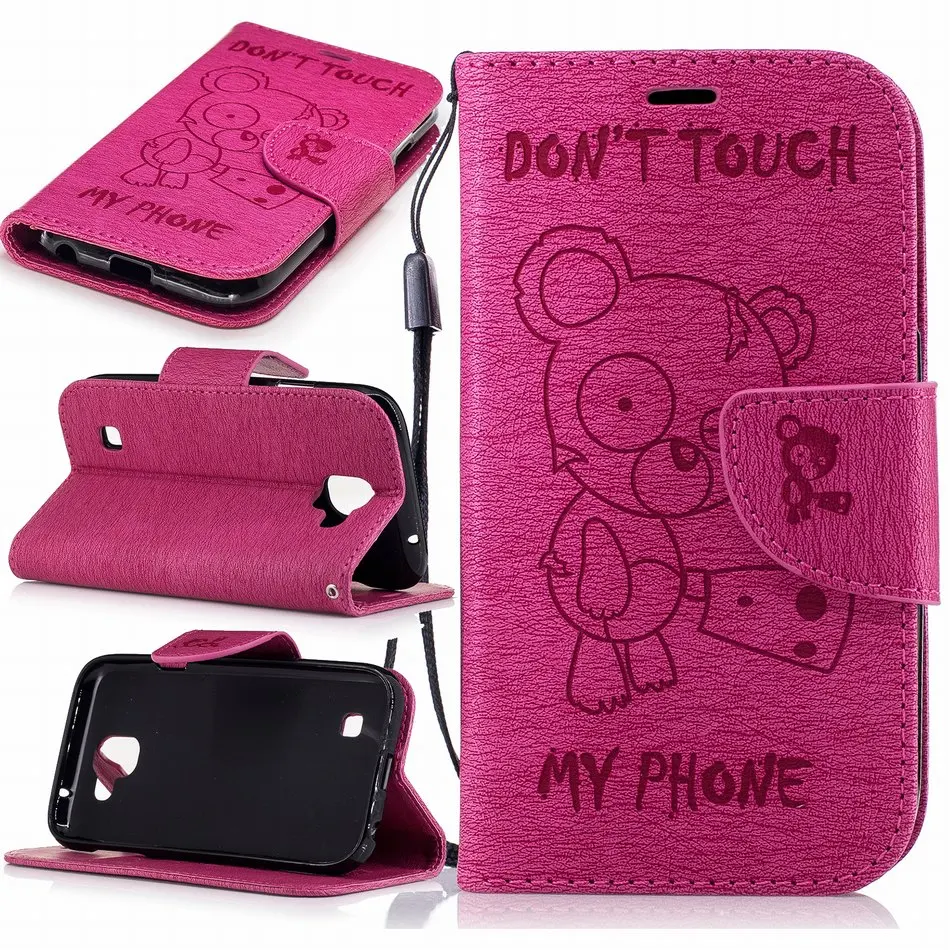 

Bear Frame Leather Flip Cases For Huawei P8 Lite 2017 P9 P10 Y3 Y6 II Y5 2017 Book Fundas Card Slot Wallet Capa Solid Color P07Z