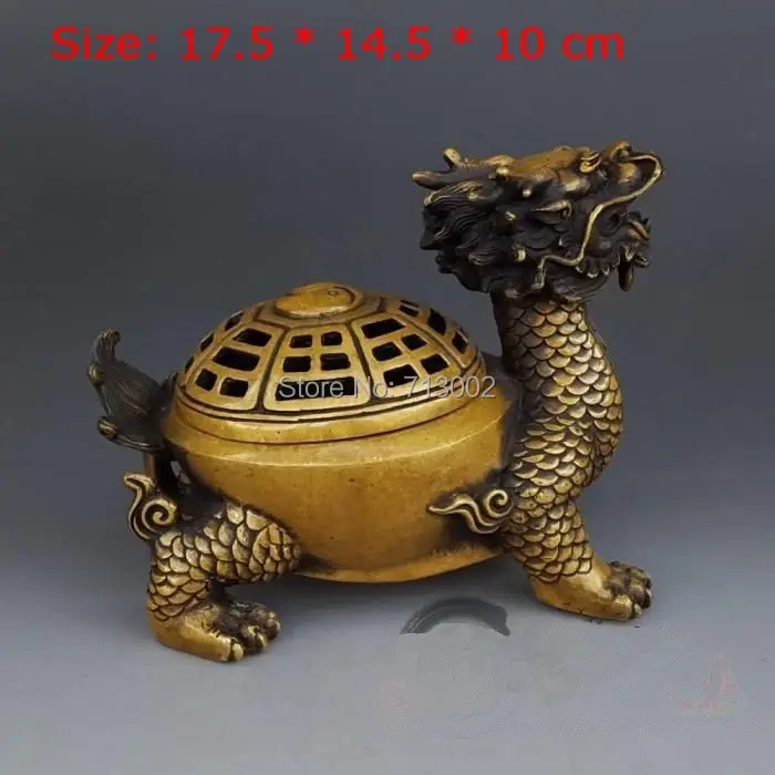 Vintage Copper incense burner Dragon Head turtle body incensory Lucky