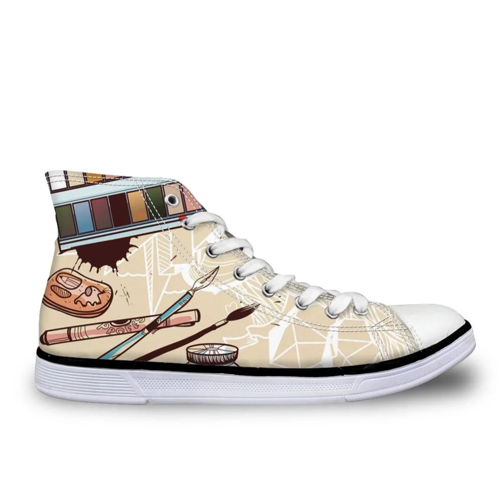 Cartoon Printed Man Sneakers Canvas Shoes Trend Fashion Lace Up Student High Top Walking Male Breathable Flat Outdoor Cartoon Printed Man Sneakers Canvas Shoes Trend Fashion Lace Up Student High Top Walking Male Breathable Flat Outdoor