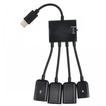 Тип C 3,1 до 3-Порты и разъёмы USB 2,0 с 1-Порты и разъёмы Micro USB зарядка концентратор OTG адаптер для смартфонов/Mac Book Pro-черный