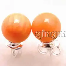 Распродажа розовый маленький 5-6 мм Круглый Натуральный Коралл серьги со Стерлинговое Серебро 925 stud-ear414 оптом/в розницу