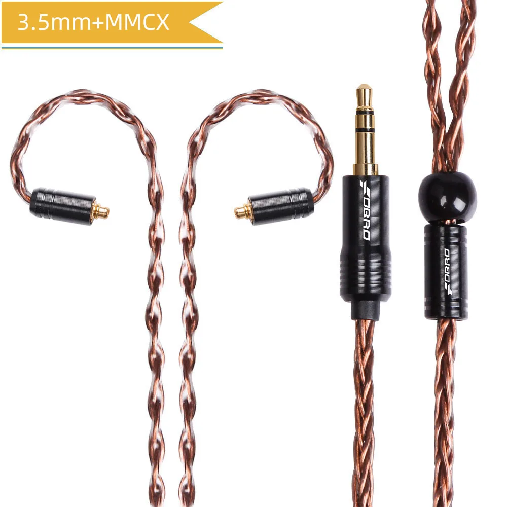 FDBRO 8core MMCX 2Pin 0,78 мм A2DC посеребренный кабель для наушников 2,5/3,5/4,4 мм наушники с уравновешенным якорем аудио разъем кабеля для SE315 SE425 - Цвет: Bronze 3.5mm MMCX