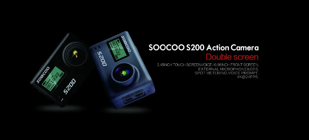 soocoo S200 Спортивная Экшн-камера Камера со сверхвысоким разрешением Ultra HD, 1080 P 4 K NTK96660 IMX078 с поддержкой Wi-Fi Gryo голос Управление сенсорный ЖК-дисплей Экран