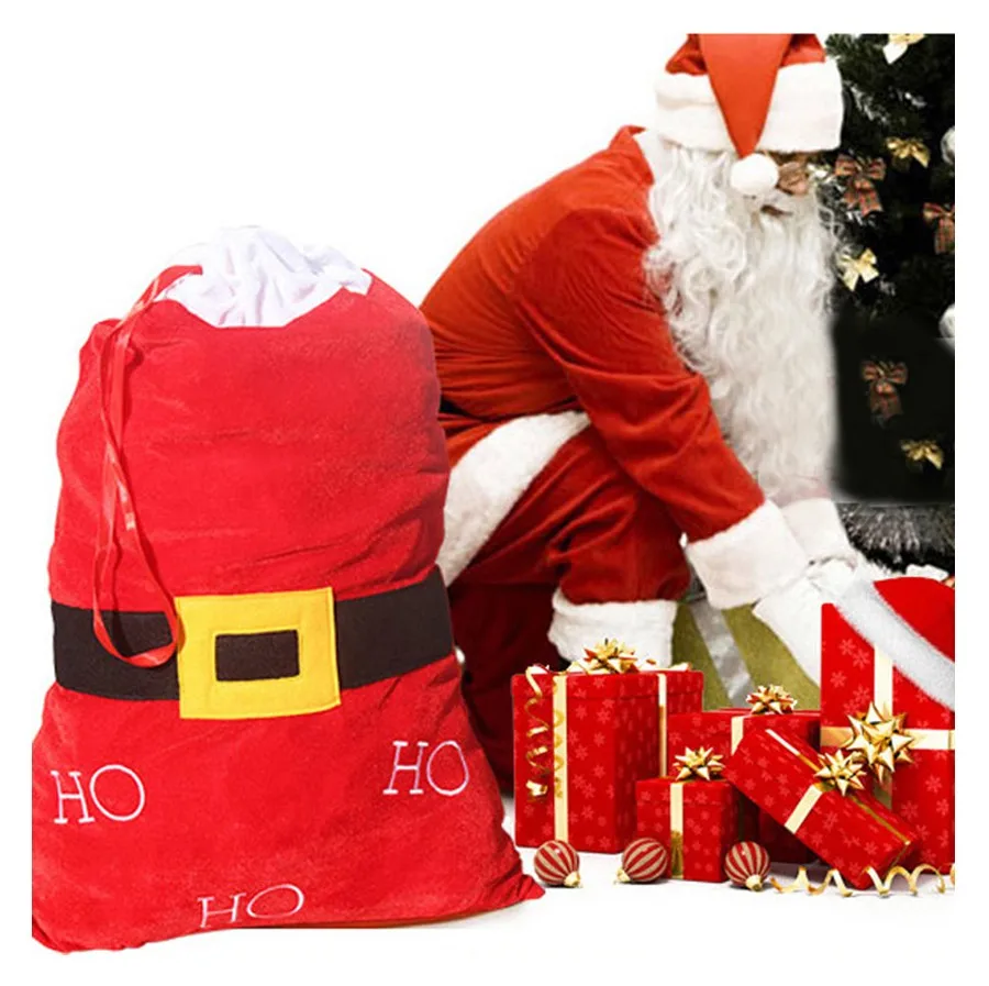 Большой мешок чулок подарки сумка рождественские подарочные пакеты пояс Санты Рождество День Декор hohohoho бархатная сумка Bolsas для подарков De Navidad