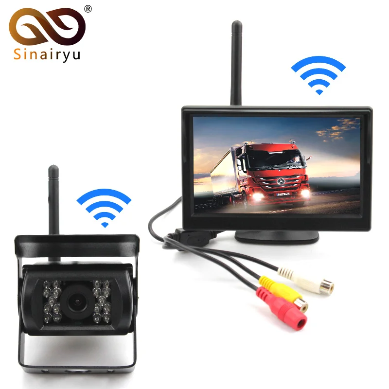

2.4G Wireless Backup Camera And Rearview Mirror Monitor Kit IR Night Vision RearView Back up Camera + 5 inch Car Monitor