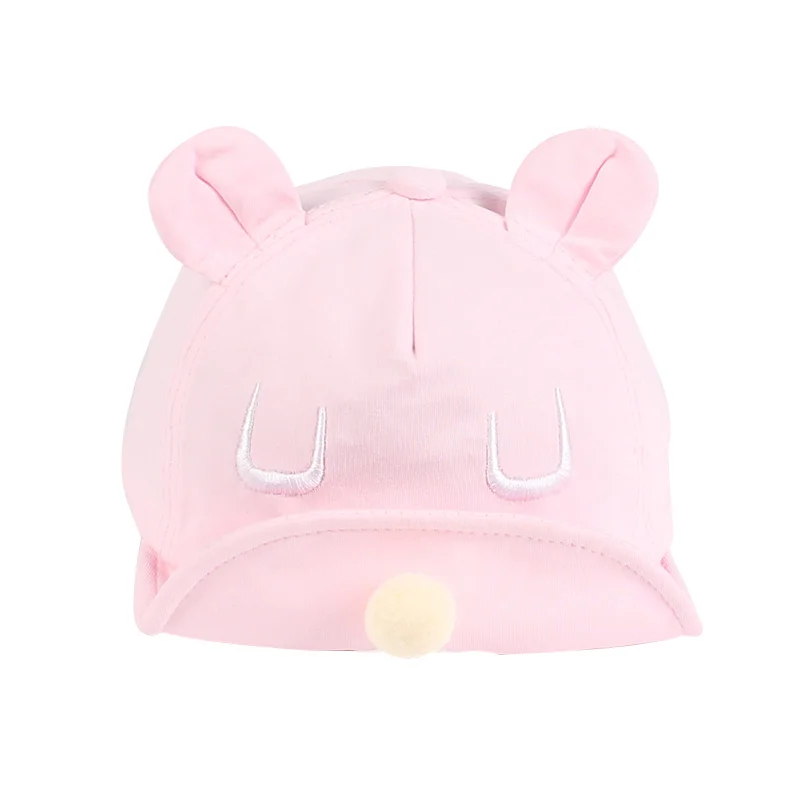 Soft Baby Baseball Cap Bear Ears Baby Hat  Cotton Autumn Infant Cap For Boys Girl Solid Cartoon Sun Hat Black Pink Gray Kids Cap (5)