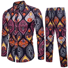 Новинка года, мужские комплекты Harakuju, рубашка+ штаны, модный принт, Длинные повседневные рубашки костюмы из хлопка и льна, большие размеры 5XL